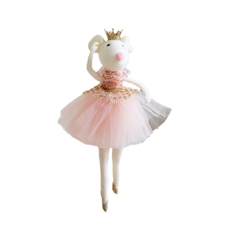 1PC Pink Mesh Skirt Gold Crown Mouse Small Pendant Creative New Year Christmas Mouse Decoration Christmas Decoration  Christmas Tree Ornament