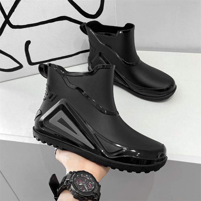 2024 Red Bottom Low Rain Shoes Men Waterproof Slip On Loafers Rain Shoes Men's Galoshes Rubber Rain Shoes Male Rubber Rain Boots