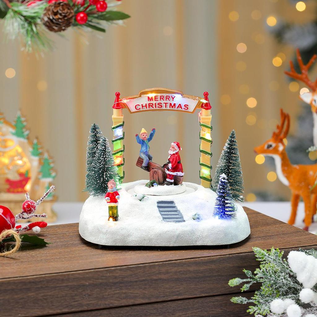 Harz Luminous Rotierende Spieluhr: Weihnachts-Schneeszene Schmuckstück Geschenk