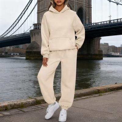 Damen 2-teiliges Outfit Langarm-Pullover-Hoodies und Sweatpants Lounge-Sets Herbst Casual Trainingsanzug mit Tasche