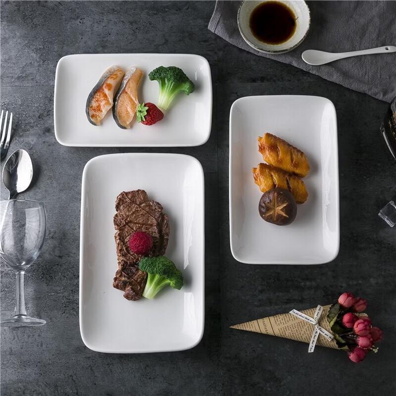 10-inch Pure White Ceramic Rectangular Serving Plate