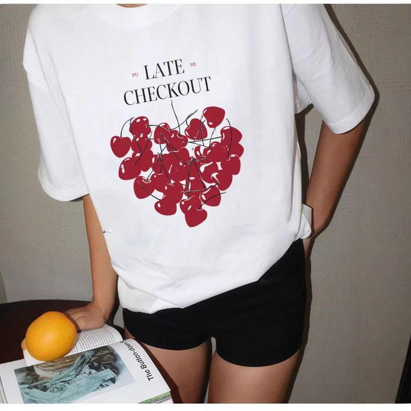 Western Style Fashion Casual Loose Print Short Sleeve Cotton T-shirt Top Loose Printed T-shirt Top
