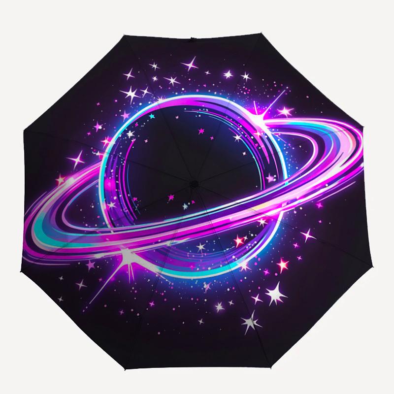

1pc Galaxy Rings Automatic Folding Umbrella - Compact 8-Rib Design, Durable Plastic & Iron, Lightweight for Outdoor Daily Use150