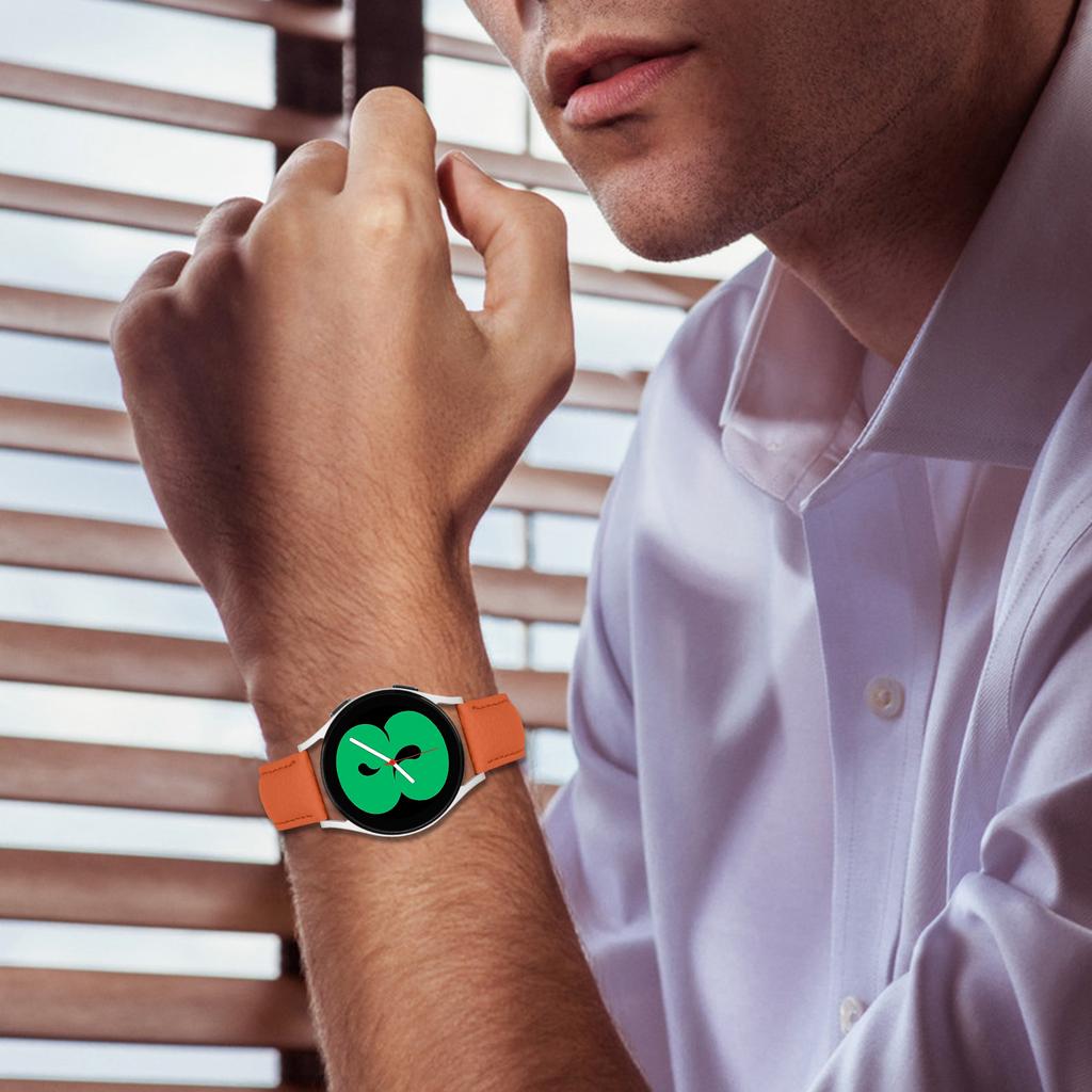 Litchi Texture Genuine Cow Leather Strap for Huami Amazfit Active 2 Square/Active 2/GTR Mini Pointed-End Watch Band with Silver Buckle