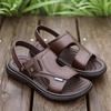 Casual sandals men's dad summer wear cool slippers middle-aged and elderly soft-soled cool leather shoes men's shoes 2025