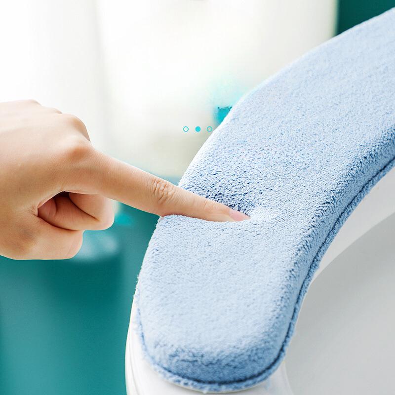 [Plush Toilet Cushion] Soft Plush 1 Pair Toilet Seat Cushion | Universal Four Seasons Bathroom Accessories - Easy Clean & Stick, Home Decor