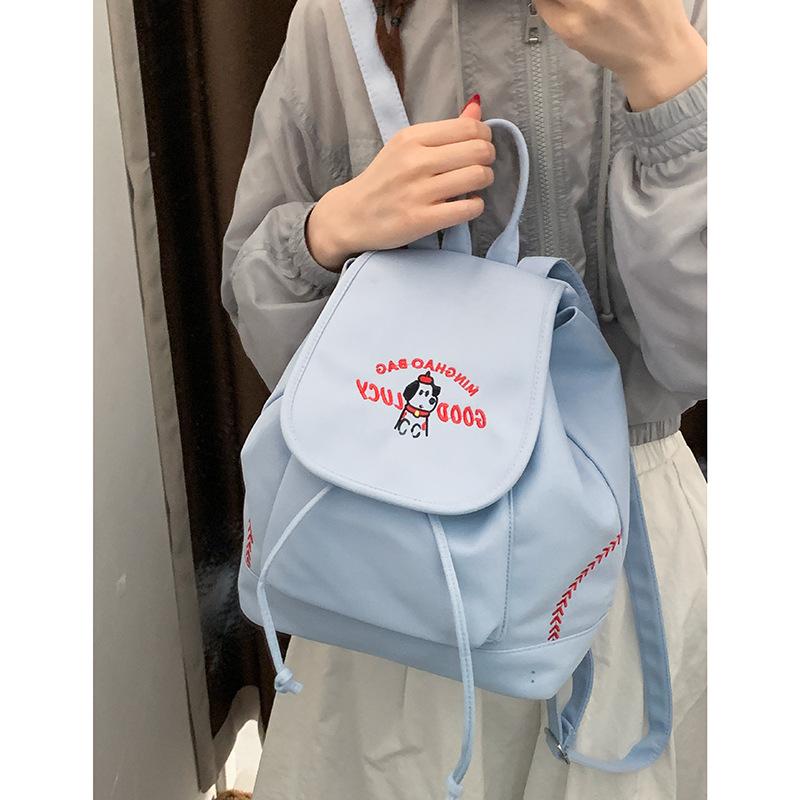 

Casual hand-held canvas bag women s bag 2025 new embroidered letter backpack preppy style school bag travel bag синий