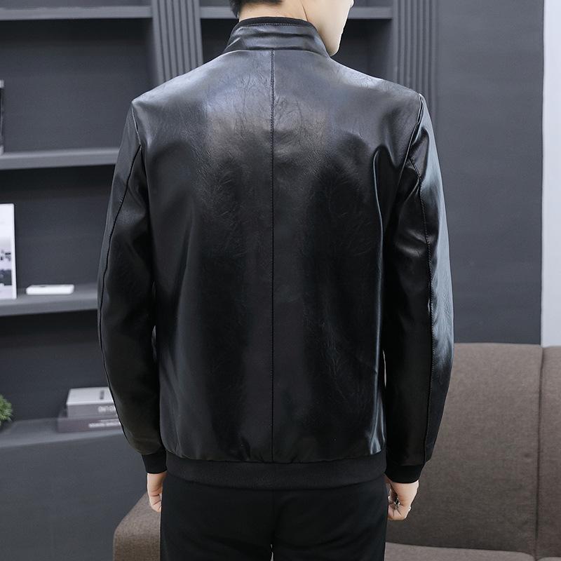 Lederjacke Herren Herbst neu Slim Fit Koreanischer Stil gutaussehend und modisch grün Motorradlederjacke modische Herrenjacke