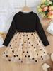 Girls Long Sleeve Star Tulle Dress Kids Spring Autumn Princess Tutu Dress