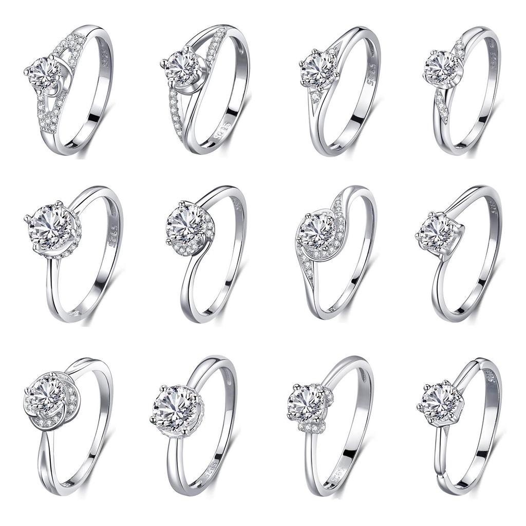 S925 Sterling Silver Women's Ring - White Gold Electroplated, Classic Rose Design, Light Luxury Finger Jewelry