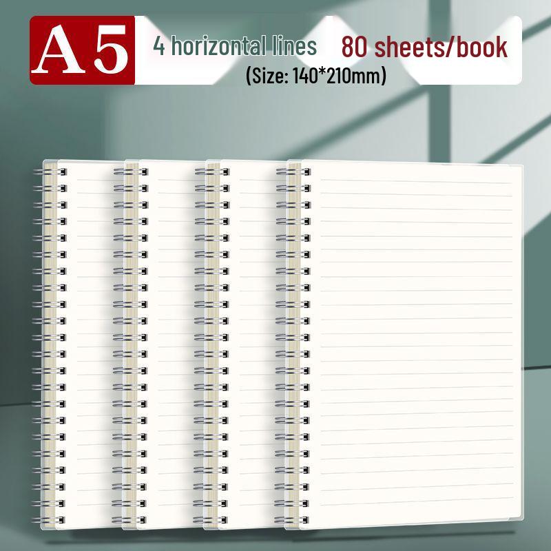 B5 Extra-Thick Coil Notebook, A5 Grid, Simple Blank Design for High School Students