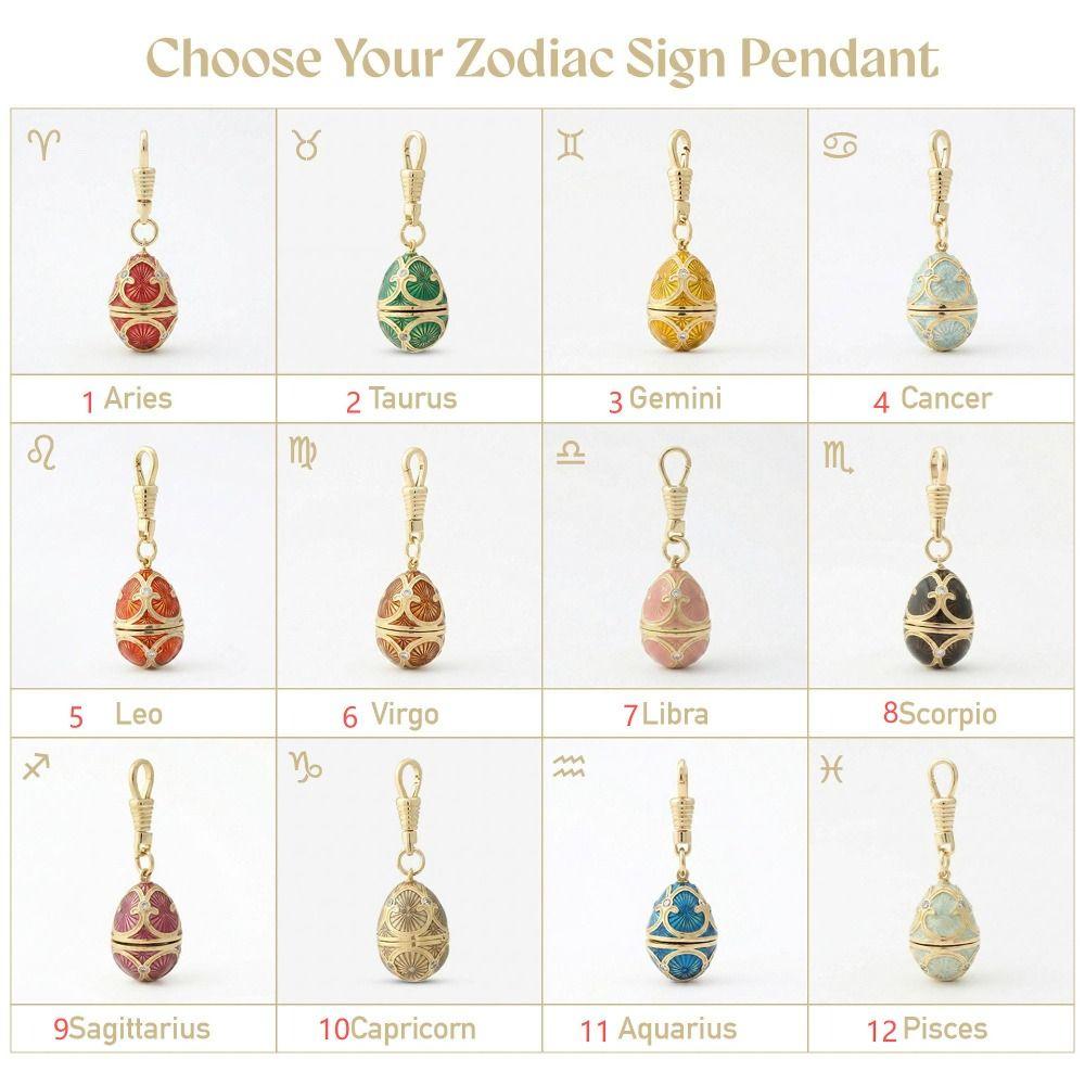 Egg Shaped Enamel Egg Pendant Copper Material Vintage Egg Necklace Zodiac Locket Necklace Women