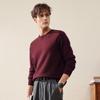 Komonboka Men's Thick Crew Neck Wool Sweater with Shoulder Patchwork