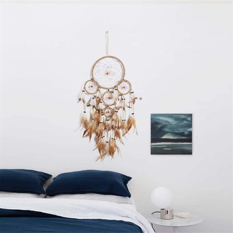Dreamcatchers with Feather Decorations for Car Decors Wall Hangings Dreamcatchers Home Indian Windchimes Decors