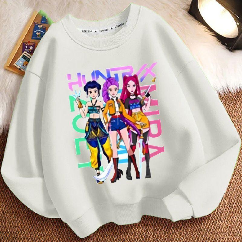 Children's Trendy Witch Hunt Team Hoodies for Autumn and Winter, Casual Long-sleeved Round-neck Hoodies for Boys and Girls