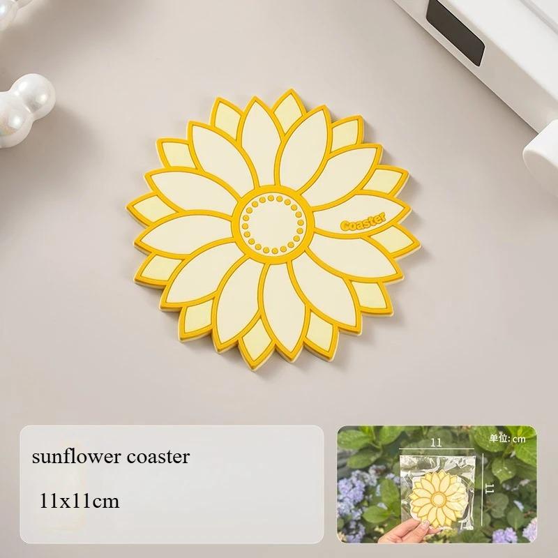 Silicone Placemat Flower Heat Resistant Blossom Coffee Cup Coaster Heat Insulation BowlMat for Table Pot Holder Pad Cup Placemat