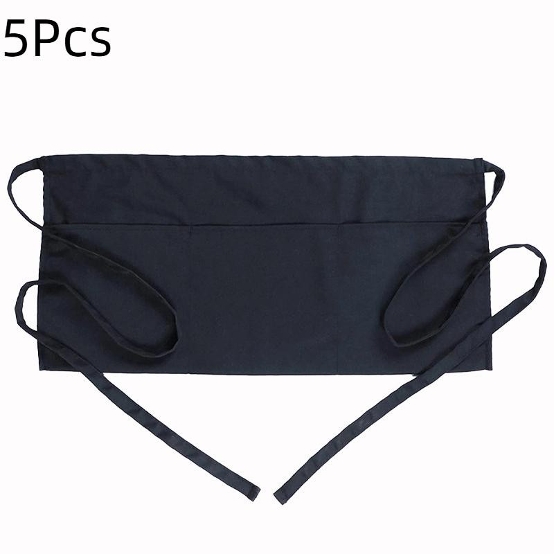 

1/3/5 шт. Фартук официанта половинной длины Черный короткий фартук с карманами Официантка Кофейня Чайная Кафе Кулинария Кухня Рабочие фартуки