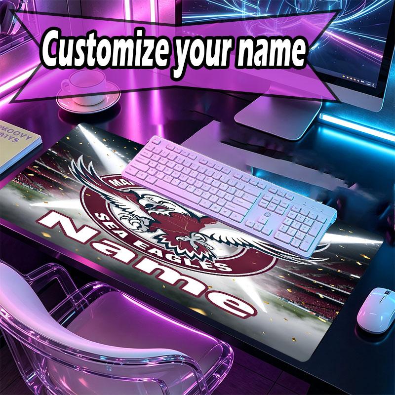 Custom Name Personalized Manly Warringah Sea Eagles Pattern Mousepad, Laptop PC Desk Mat, Decorative Desk Mat for Home Keyboard Pad Gift