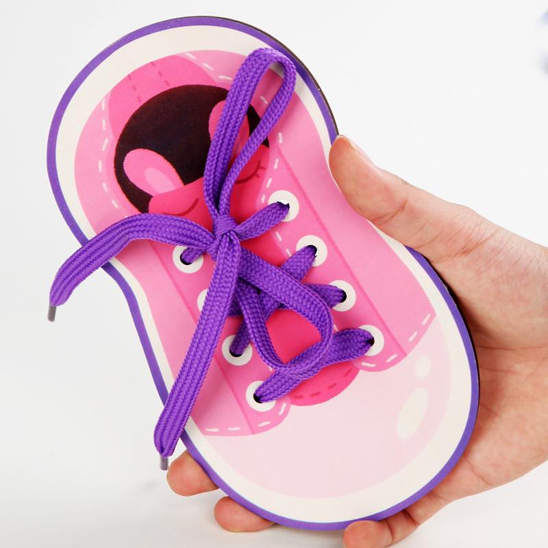 Wooden Shoe Tying Game Toy With Diy Fun For Kids Educational Play