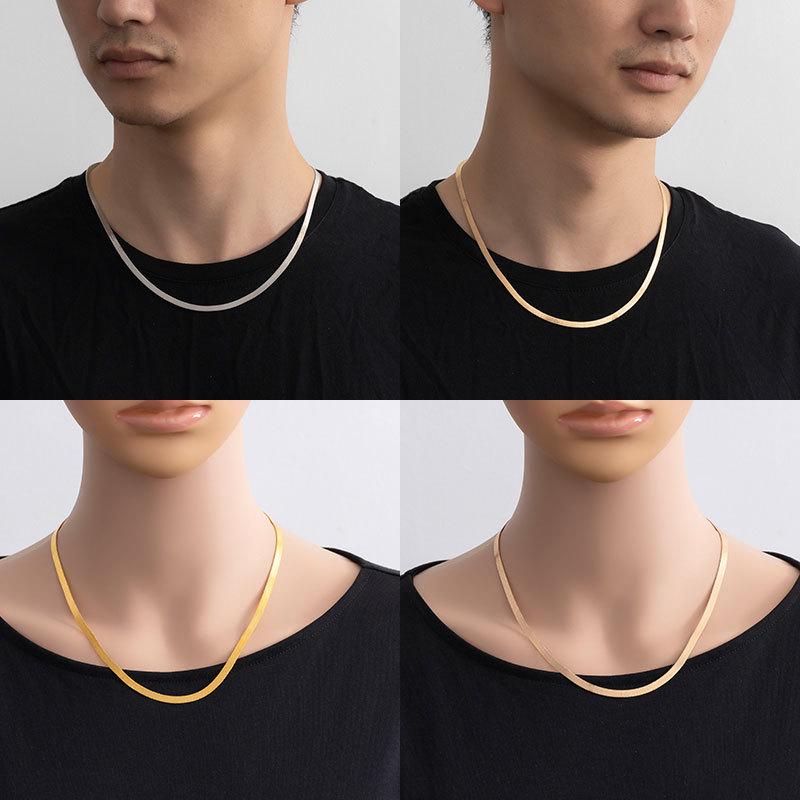 Flat Snake Bone Clavicle Necklace - Non-Fading, Unisex Matching Chain Jewelry