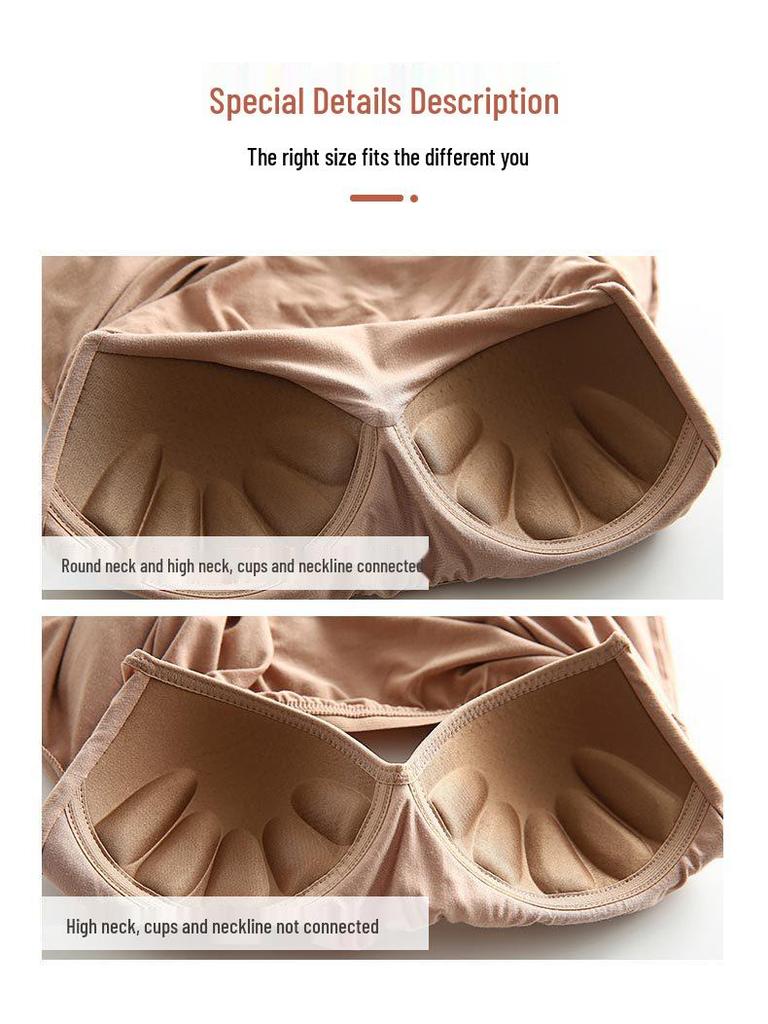 Modal Long-Sleeve Women's Base Shirt with Chest Pads, No Underwire, Integrated Cup, Autumn/Winter Outerwear & Sleepwear