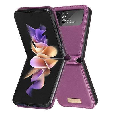 BINFEN COLOR For Samsung Galaxy Z Flip4 5G PU Leather+Hard PC Shell Slim Protective Phone Case Cover