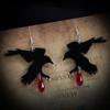 Gothic Black Romantic Crow Dangle Drop Earrings for Women Dark Halloween Zircon Girls Cool Fashion Accessories
