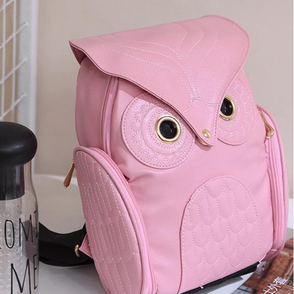 Sac à dos version coréenne PU hibou gaufré, nouveau sac à dos dessin animé animal pour femmes, sac tendance voyage pour femmes