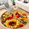 1PC Birds Sunflower Office Round Area Rug, Mat Suitable For Office, Under Office Chairs Bedroom Living Room Home Decor, Room Deco