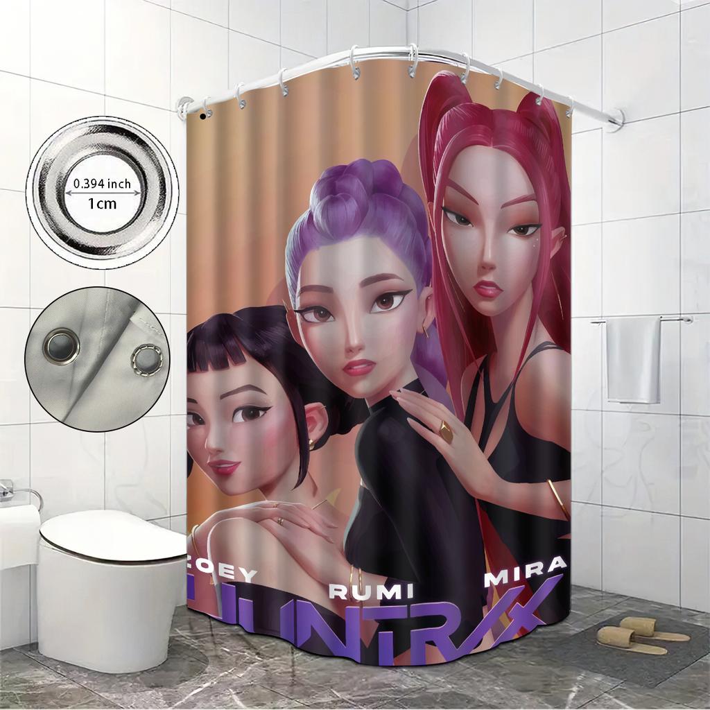 1pc Kpop Girl Group Stage Print Shower Bathe Partition Privacy Hanging Curtain with 12 Hooks Multiple Sizes Easy Installation
