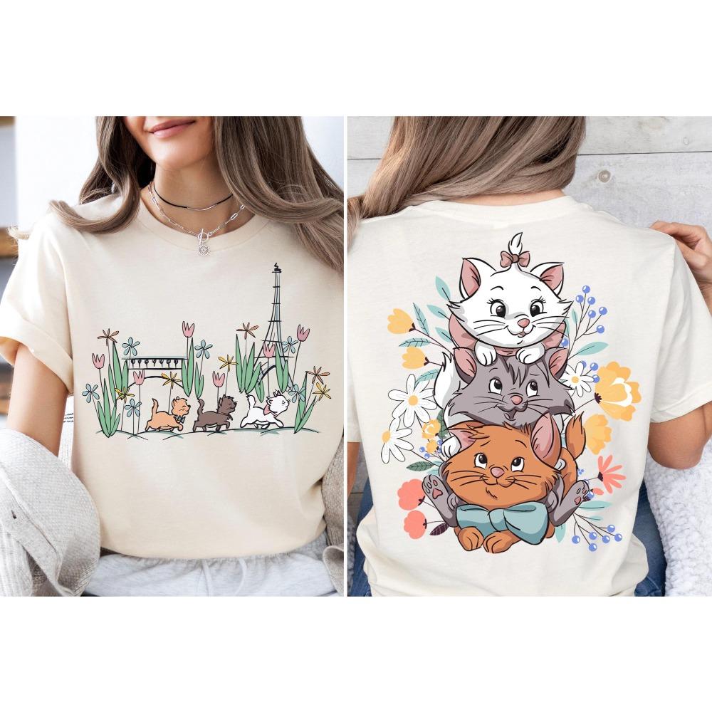 Women Summer Cartoon New T-Shirt The Aristocats Shirt Marie Toulouse Berlioz Cats Tee Y2K Street Fashion Casual Versatile Top M