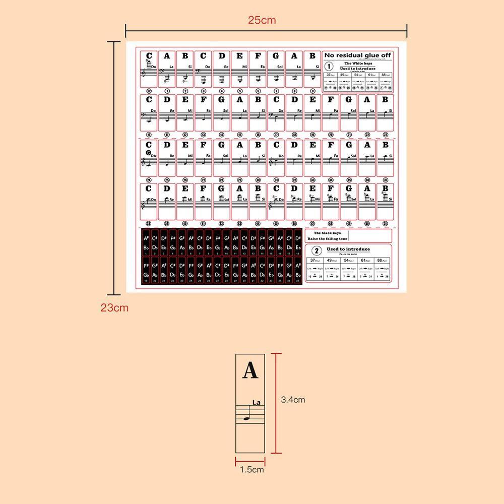 Removable Piano Key Decal Musical Supplies Keyboard Note Sticker Piano Training Stickers