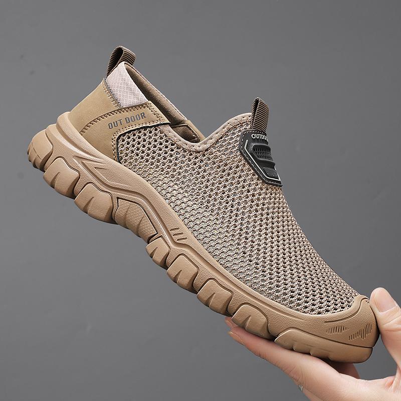 Fashion Outdoor Men Summer Mesh Shoes New Casual Sports Flats Lightweight Breathable Trainers Comfortable Anti-slip Slip-on Casual Shoes
