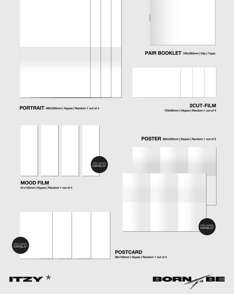 ITZY Born To BE 2nd Album Limited Version Pair 2Cut Sealed CD+52p PhotoBook+2p PhotoCard+1p Portrait+24p Booklet+1ea Film+Tracking