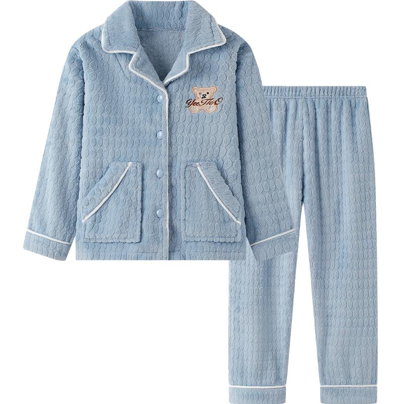 YEEHOO Kids' Thickened Flannel Pajama Set