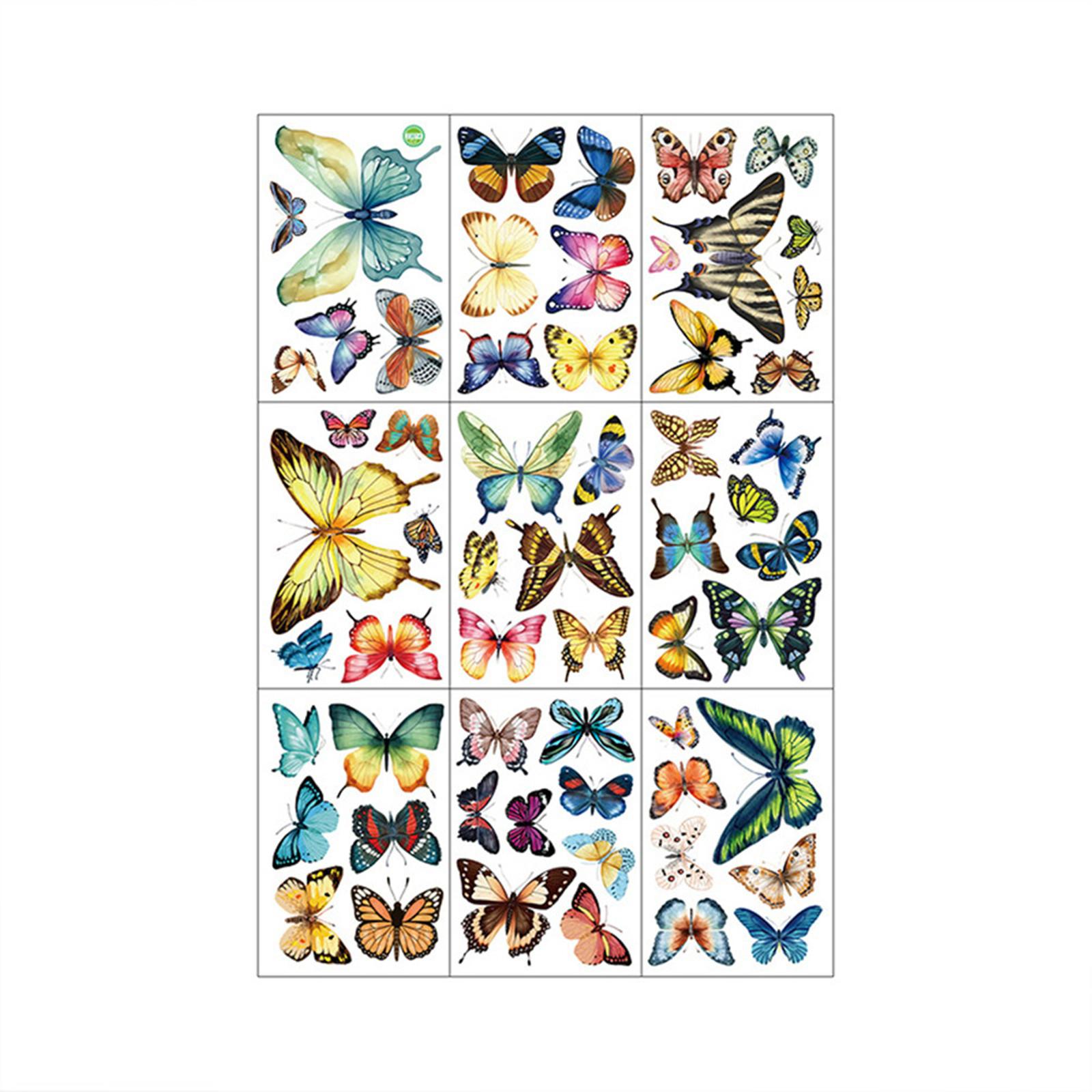 9 Sheets Colorful Butterfly Window Clings, Anti Collision Double Sided Window Decals, Non Adhesive Window Sticker, Window Glass Decorations Supplies 20x30cm 9 sheets