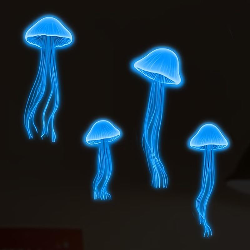 Autocollants Muraux Méduse Luminescents Autocollant Toilettes Décoration Murale Salle de Bain Auto-Adhésif Amovible Autocollant Voiture Décoration Intérieure