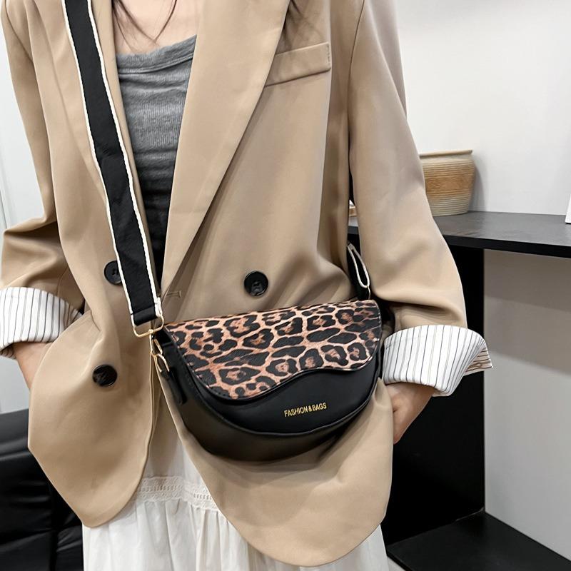 Trend leopard print presbyopia retro versatile saddle bag summer popular high-end shoulder messenger bag women