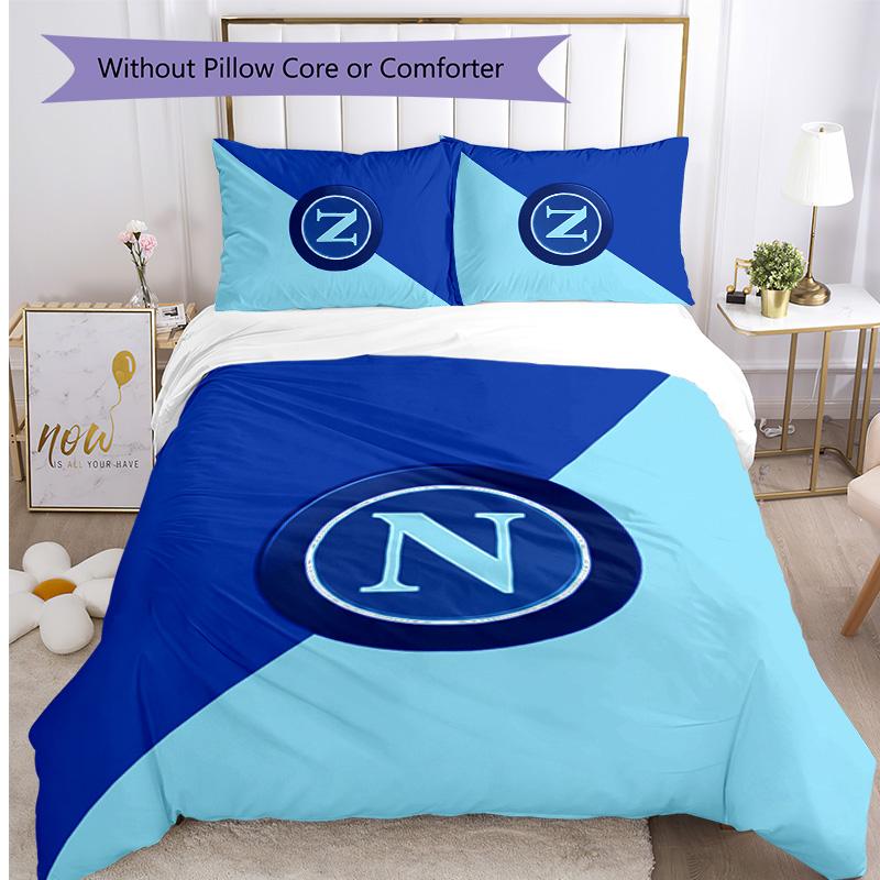 Set Lenzuola 3 Pezzi Stampato Napoli FC Traspirante Copripiumino con Federe Biancheria da Letto Decorativa per Camera da Letto Casa