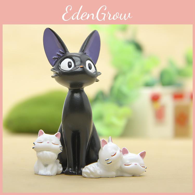 Katze aus Kunstharz Schwarz Mini-Ornament im handgefertigten Stil für Freundschaft und Geschenke