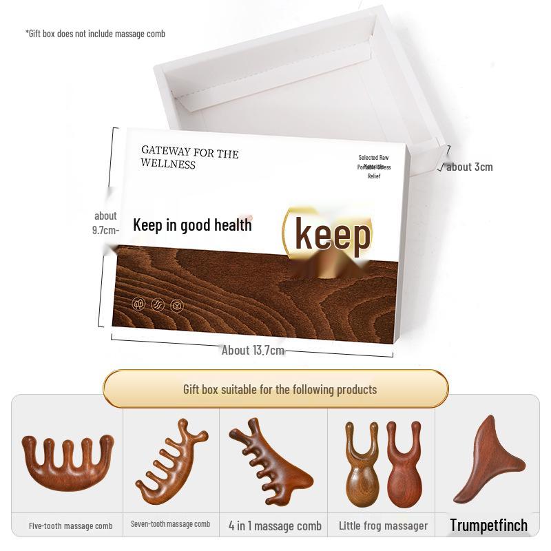 Golden Sandalwood Five-Tooth Meridian Massage Comb