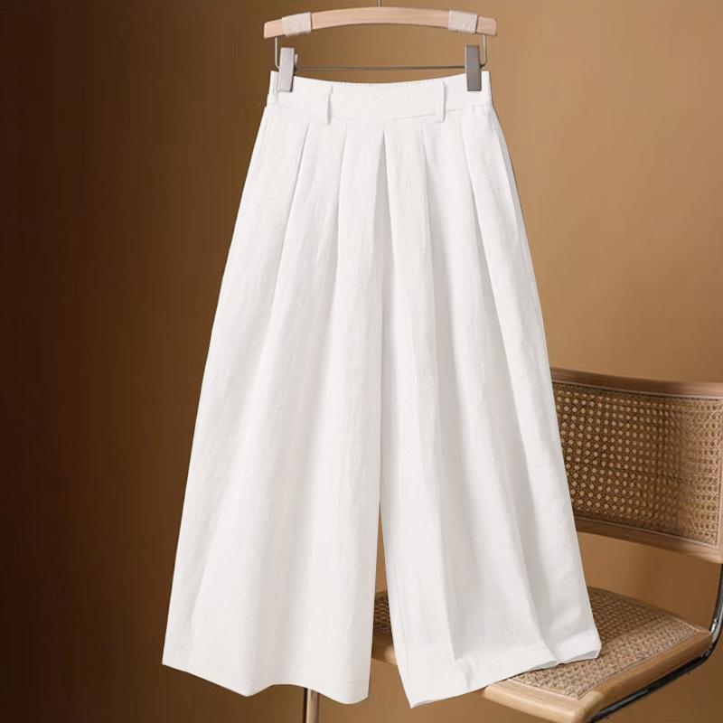 Seven Part Wide Leg Skirt Pants Women High Waisted Summer Thin Loose Casual Pants