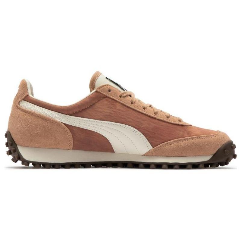 Puma Unisex Fast Rider Mmq Washed Out Leather Low Top Casual Shoes Yellow Brown 392091-04