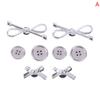 8Pcs/Set Metal Silver Electroplated Bow Button Dot Heart Charms Shoe Buckle Diy Detachable Clogs Sandals Accessories