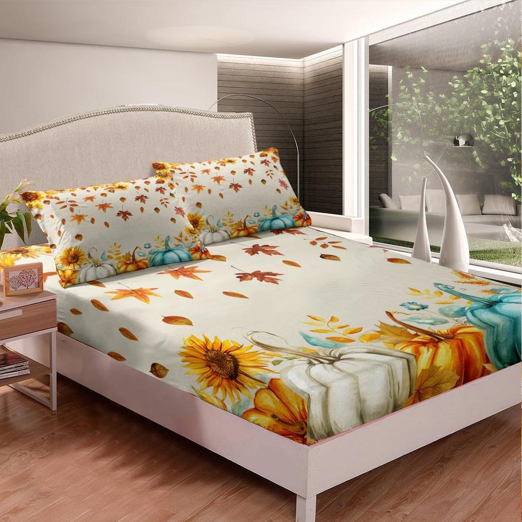 Autumn Harvest Pumpkin Pattern Sheet Four-piece Bedding Set Bedding Set Bedroom Dormitory Bedding Decoration