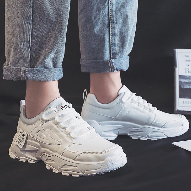 Men's sports shoes new casual shoes sports versatile white shoes men's leather shoes heightening dad trendy shoes board shoes men