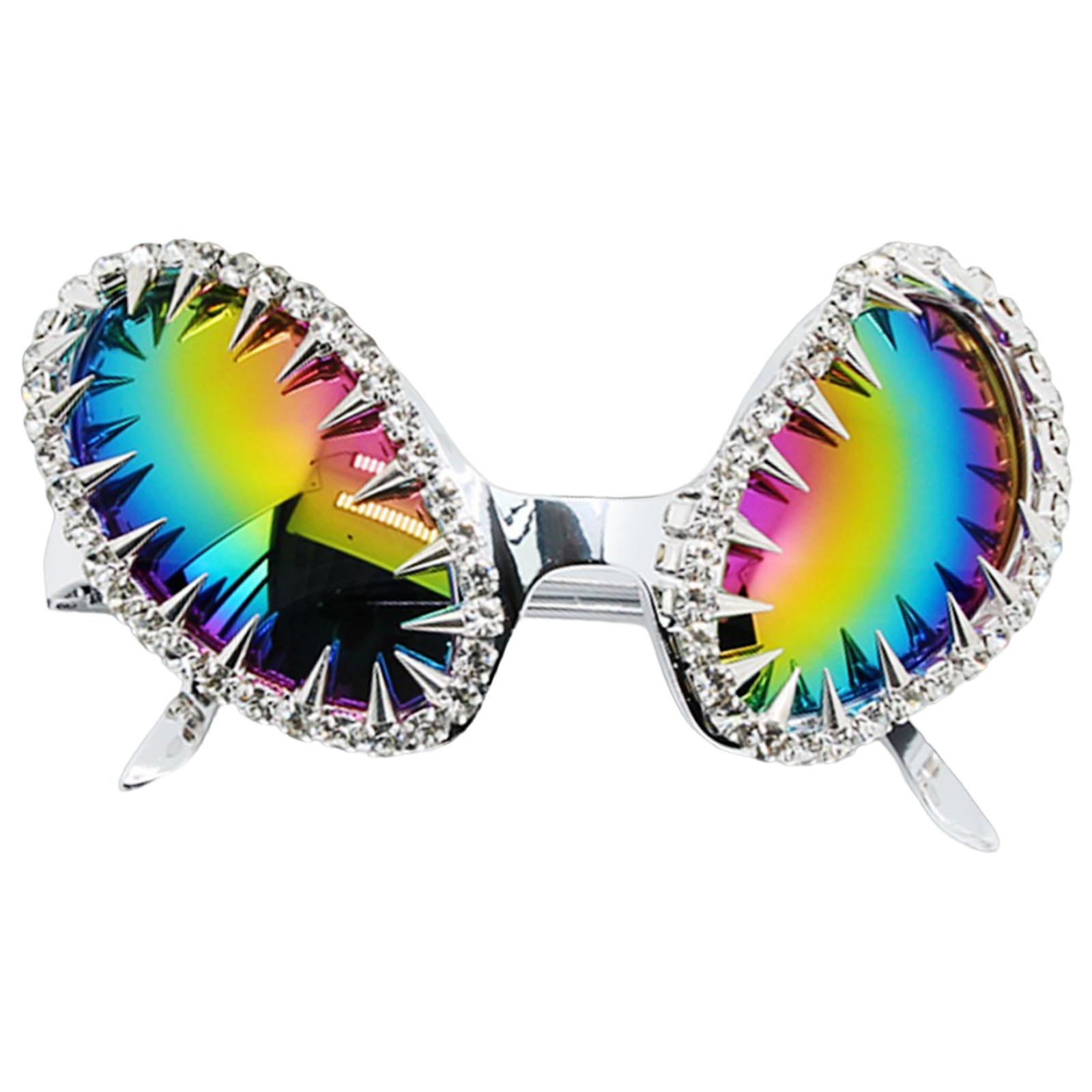 

Hiphop Dance Sunglasses With Rivet Studded Frame Exaggerated Sun Protections Eyewear Punk Styles Glasses for Theme Event різнокольоровий