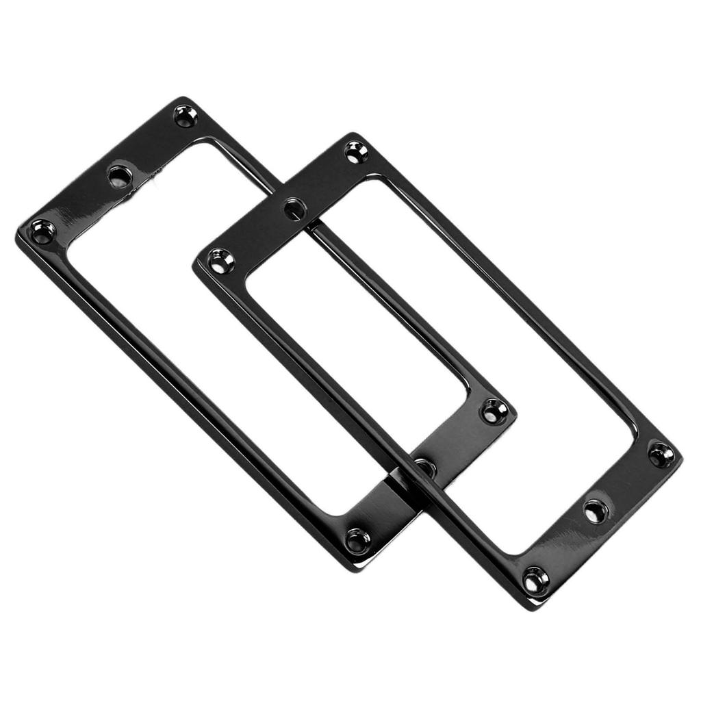 2PCS Electric Guitar Pickup Frame Zinc Alloy Flat Humbucker Pickup Mounting Ring Cover 4x4mm Black