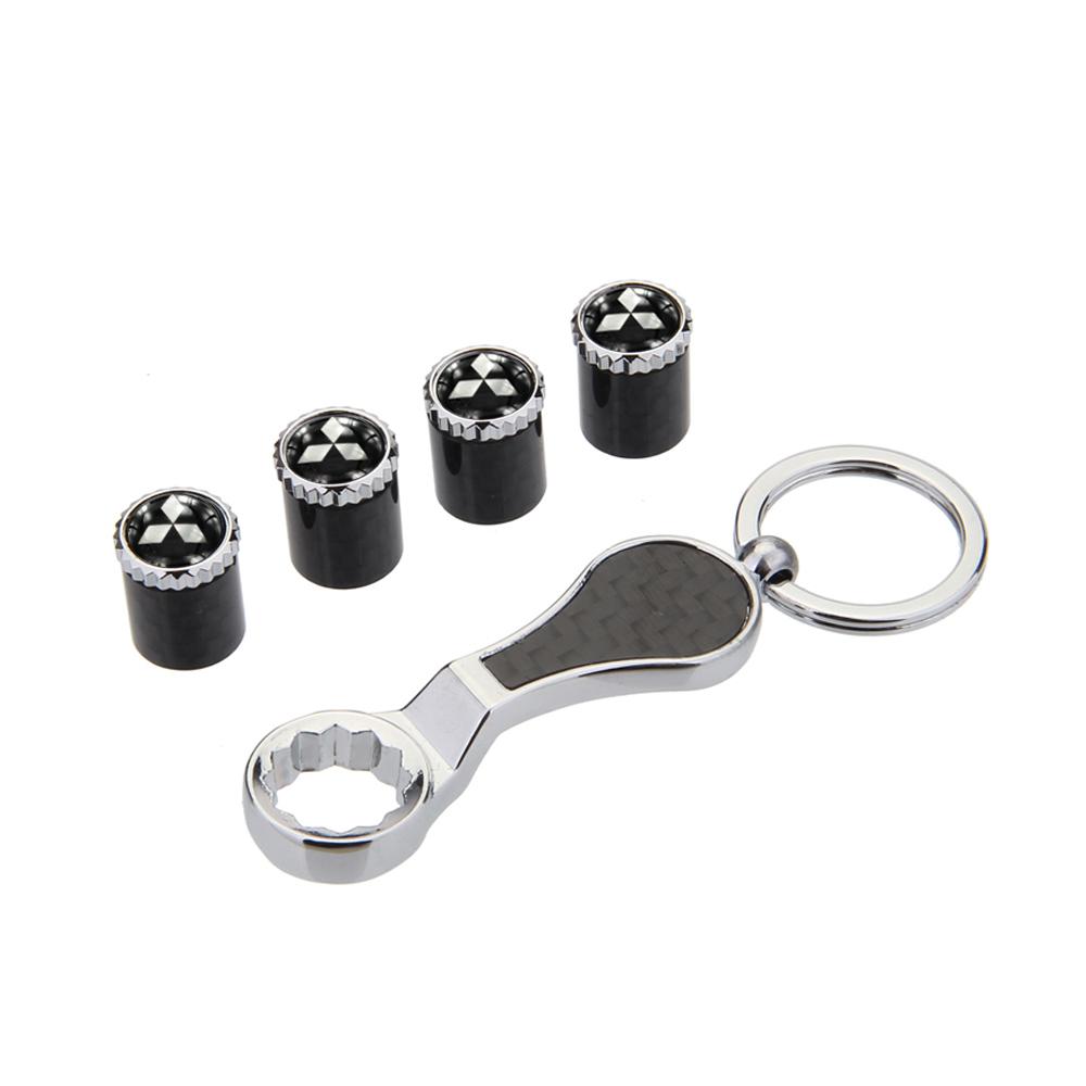 4pcs Car Wheel Valve Caps Air Covers with Wrench for Mitsubishi Ralliart ASX Outlander Lancer 9 Pajero Colt Mirage Eclipse EVO