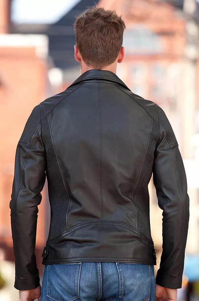 Genuine Handmade Black Leather Men's Biker Motorcycle Stylish Lambskin Jacket